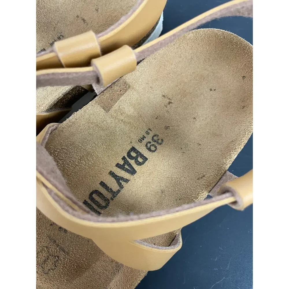 Bayton Tan Leather Strappy Cork Footbed Comfort Sandals Size EU 39 / US Women 8